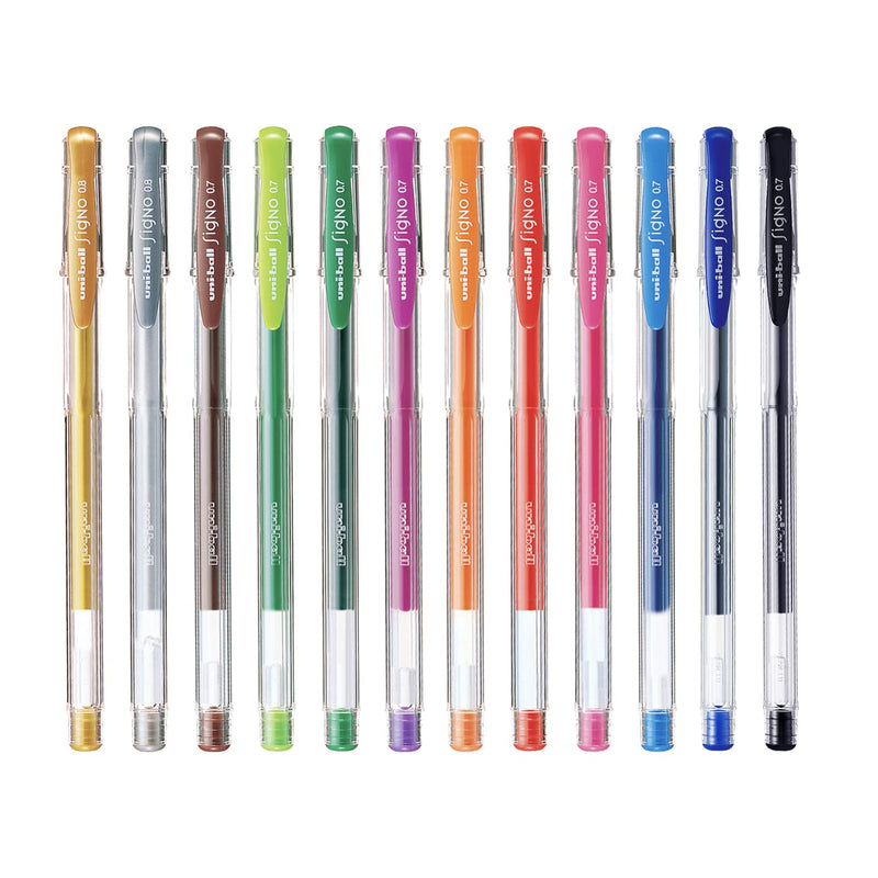 Uniball Signo UM-100 0.7mm - 0.8mm Gel Pen Multicolor, Pack of 12